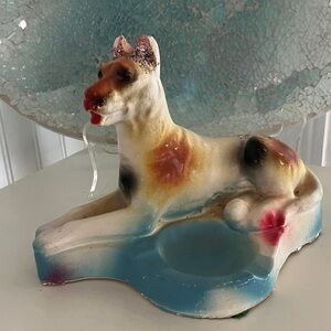 Vintage Chalkware Dog Ashtray